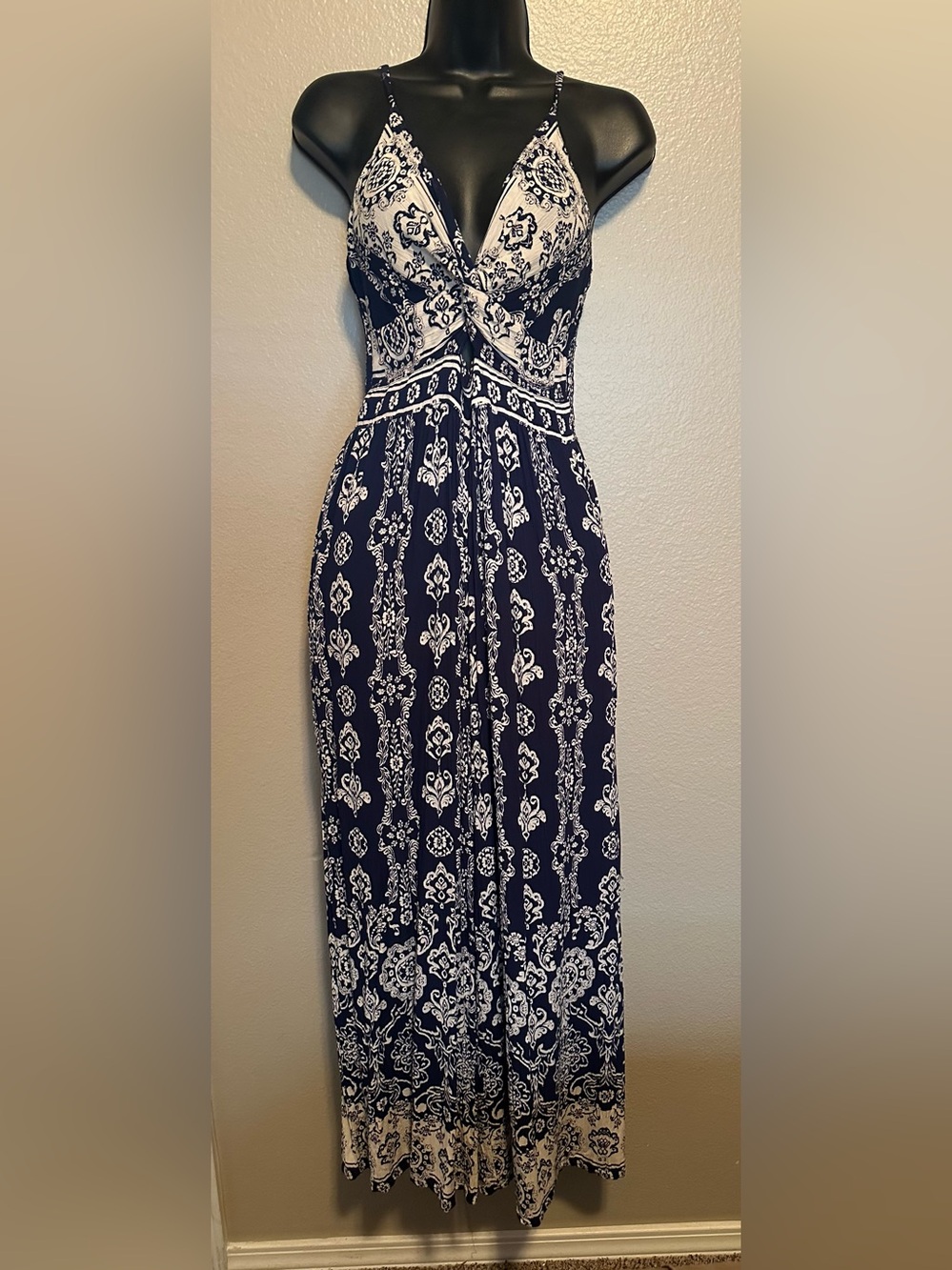 Angie Navy and White Printed Jumpsuit